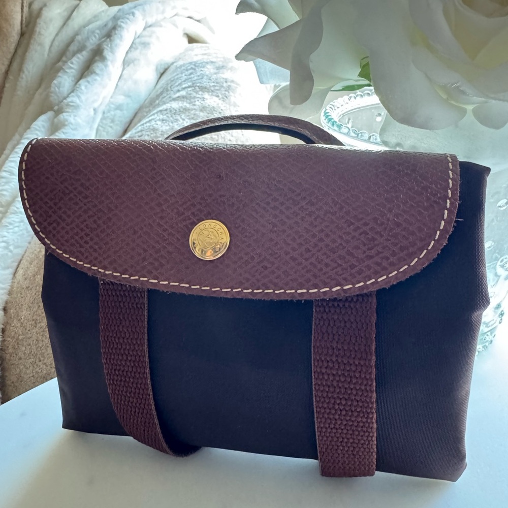 Longchamp Le Pliages Sac A Dos Foldable Backpack w/ Leather Accent EUC